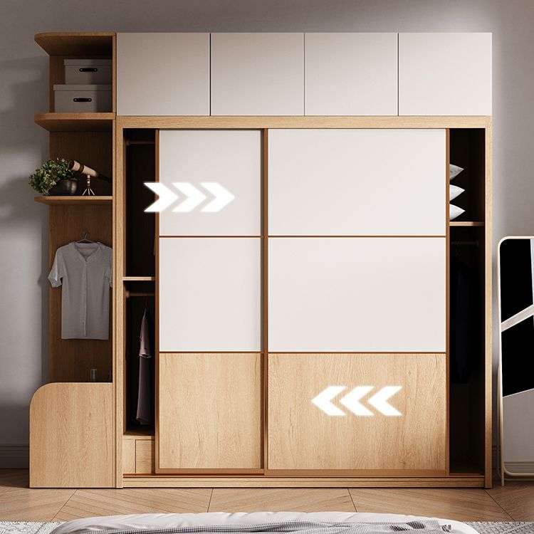 Armario de madera de ingeniería deslizante con cajón armario moderno de vestuario