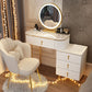 Mirrored Vanity Table and Stool Set Engineered Wood Vanity Desk