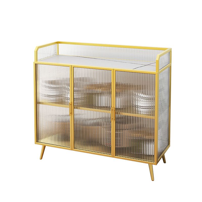Sideboard moderna telaio in metallo e calore superiore in pietra con porta di vetro per cucina