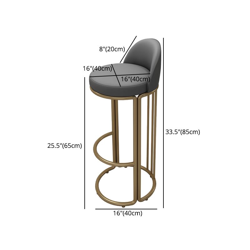 Glam Armless Backrest Counter Stool Iron Restaurant Bar Stool with Cushion and Pedal Clearhalo 'Bar Furniture' 'Bar Stools' 'bar_stools' 'furn' 'furn_bar_stools' 'Furniture' 'Kitchen & Dining Furniture' 1200x1200_46ce1015-4596-4d9b-8a94-f37cceb936bf