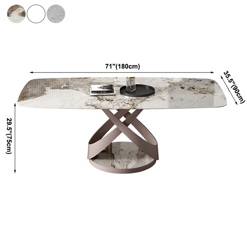 Casual Sintered Stone Standard Dining Table Rectangle Shape Dining Table with Pedestal Base Clearhalo ' dining_table' 'Dining Tables & Seating' 'Dining Tables' 'furn' 'furn_dining_table' 'Furniture' 'furniture_dining_table' 'Kitchen & Dining Furniture' 'kitchen&dining_furn' 'kitchen' 'kitchen_dining_table' 1200x1200_46cea87d-9598-4eee-a9fa-eb392ef66c44