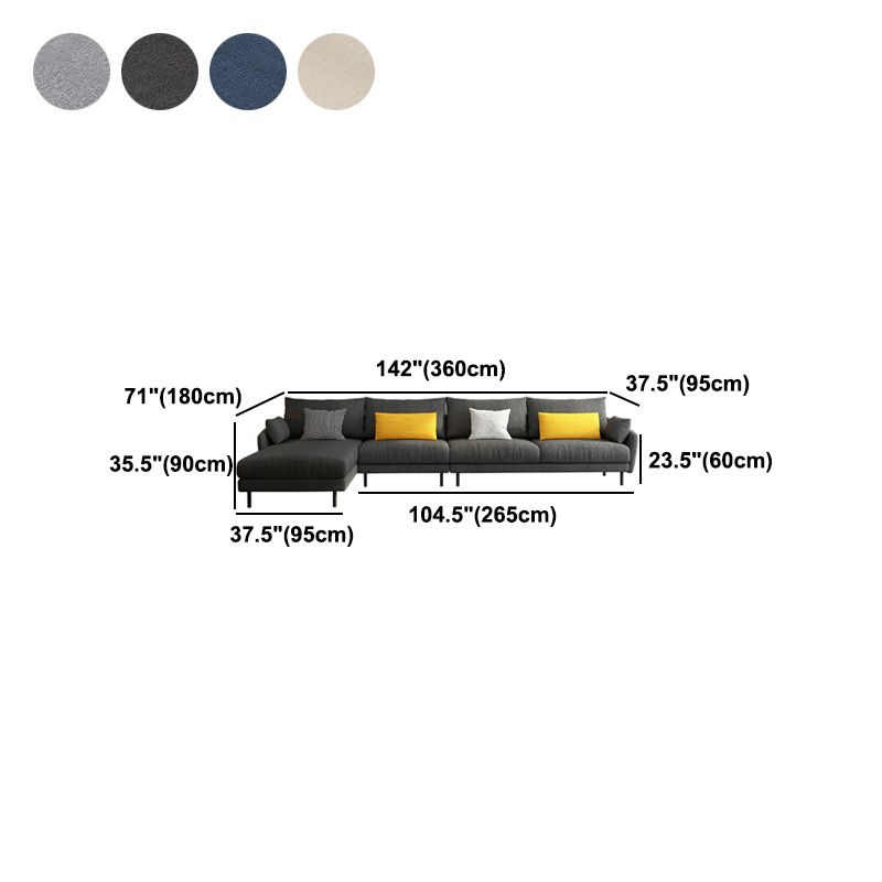 Divano e chaise in tessuto in stile moderno 141,73 "W quadrato sezionale