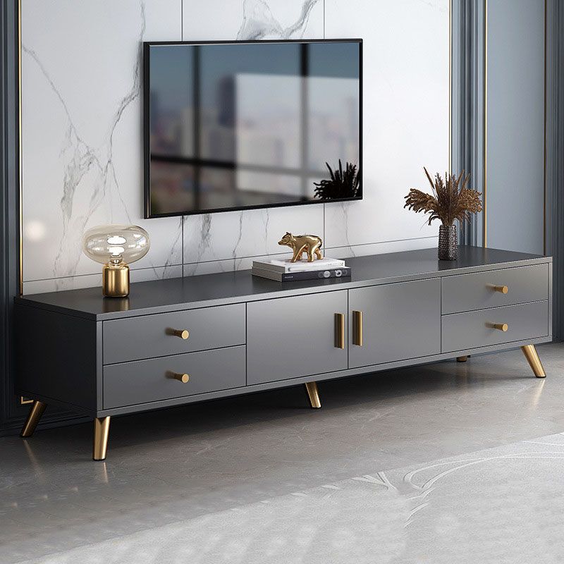Consola de TV con almacenamiento cerrado, mueble de madera estilo Glam, con cajones y puertas