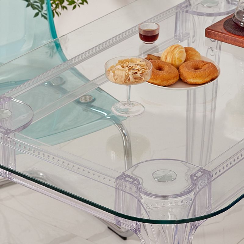 Modern Glass Dining Table Clear Dining Table with Plastic Base Clearhalo 'Dining Tables & Seating' 'Dining Tables' 'dining_table' 'furn' 'furn_dining_table' 'Furniture' 'furniture_dining_table' 'Kitchen & Dining Furniture' 'kitchen' 'kitchen_dining_table' 1200x1200_46d24ef1-708c-4f0f-a1b0-5c35019ffe54