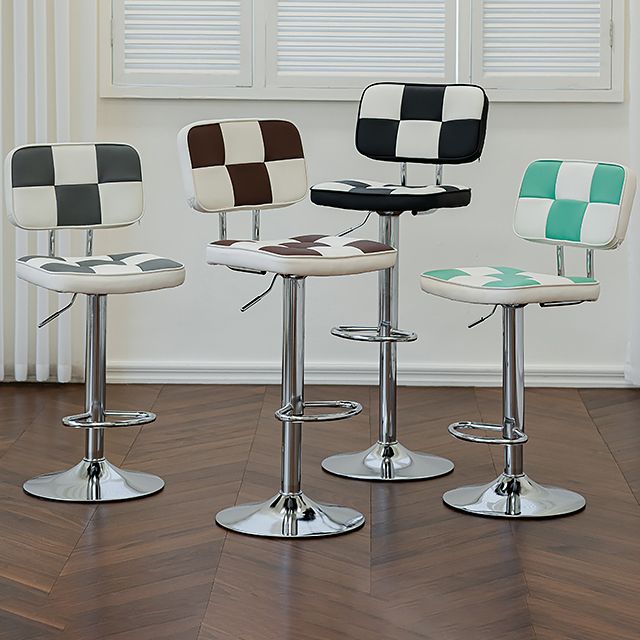 Contemporary Adjustable Height Swivel Upholstered Bar Stool with Footrest Clearhalo 'Bar Furniture' 'Bar Stools' 'bar_stools' 'furn' 'furn_bar_stools' 'Furniture' 'Kitchen & Dining Furniture' 1200x1200_46d37e46-3420-44b3-ae35-b284336ad61f