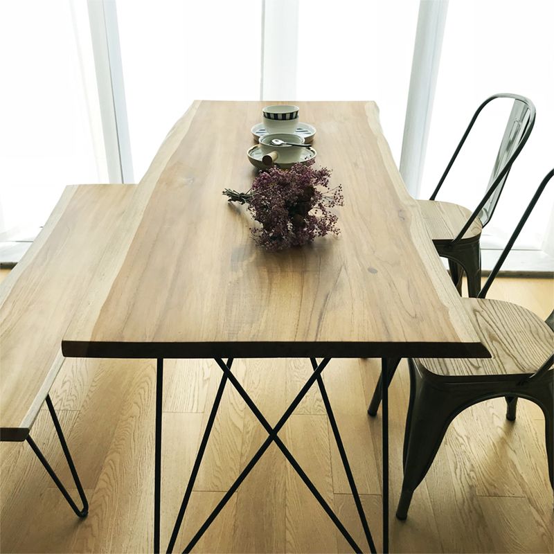 Wooden Table Industrial Style Simple Family Rectangular Dining Table Clearhalo 'Dining Tables & Seating' 'Dining Tables' 'dining_table' 'furn' 'furn_dining_table' 'Furniture' 'Kitchen & Dining Furniture' 1200x1200_46d37f9c-faca-4659-b95b-73e3dc800d4a