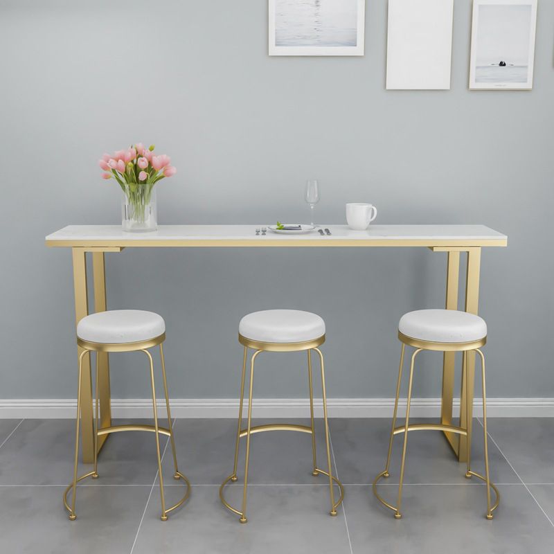 Glam Style Counter Stool Upholstered Round Bar Stool with Gold Frame Clearhalo 'Bar Furniture' 'Bar Stools' 'bar_stools' 'furn' 'furn_bar_stools' 'Furniture' 'Kitchen & Dining Furniture' 1200x1200_46d40af7-b1db-4417-b390-69f5b9c09f83