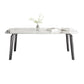 White Modern Rectangular Stone Dining Table with Stainless Steel Base Clearhalo 'Dining Tables & Seating' 'Dining Tables' 'dining_table' 'furn' 'furn_dining_table' 'Furniture' 'Kitchen & Dining Furniture' 1200x1200_46d4515e-e90e-4929-aa08-3360b60752ac