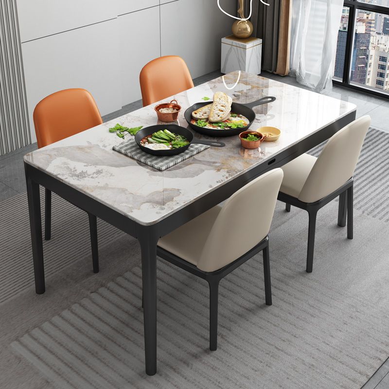 Rectangle Shape Sintered Stone Dining Table Simplicity 4 Legs Table for Dining Room Clearhalo ' dining_table' 'Dining Tables & Seating' 'Dining Tables' 'furn' 'furn_dining_table' 'Furniture' 'furniture_dining_table' 'Kitchen & Dining Furniture' 'kitchen&dining_furn' 'kitchen' 'kitchen_dining_table' 1200x1200_46d8178c-c276-496f-9a68-550a29975763