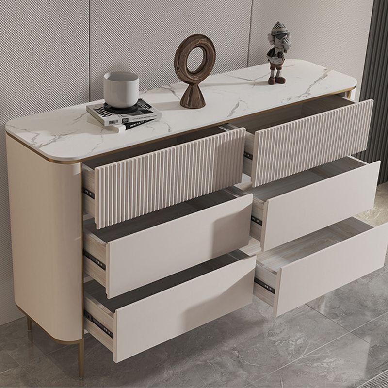 Cassettiera per camera da letto orizzontale Glam Stone in bianco con cassetti