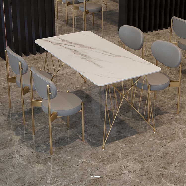 Glam Stone Top Dining Table Set 1/2/5 Pieces Rectangle White Indoor Dinette Set Clearhalo 'Dining Room Sets' 'Dining Tables & Seating' 'dining_room_set' 'furn' 'furn_dining_room_set' 'Furniture' 'Kitchen & Dining Furniture' 1200x1200_46da02d9-1116-4a1c-b46c-820d0f5c8b30