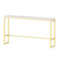 Rectangular Marble Top Bar Table Modern Bistro Table with Trestle Base in Gold