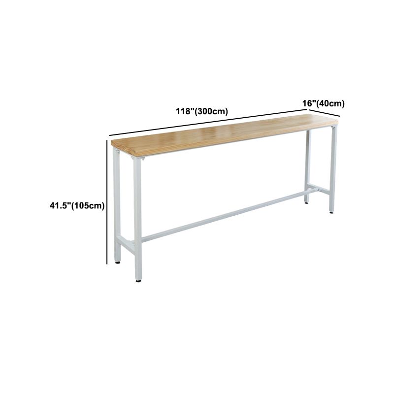 Luxe rechthoek vaste houten staaftafel set 1/4 stukken tegen tafel met zwarte ontlasting