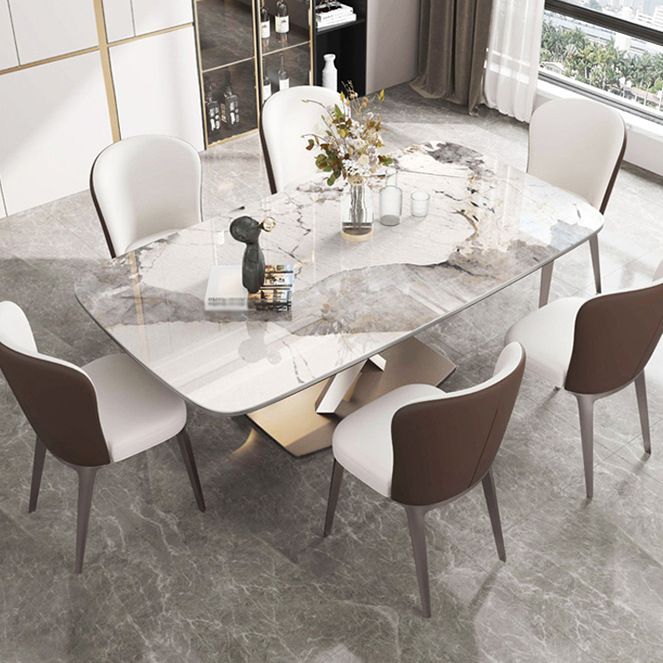 Traditional Luxury Rectangle Dining Table White Sintered Stone Table with Pedestal Base Clearhalo ' dining_table' 'Dining Tables & Seating' 'Dining Tables' 'furn' 'furn_dining_table' 'Furniture' 'furniture_dining_table' 'Kitchen & Dining Furniture' 'kitchen&dining_furn' 'kitchen' 'kitchen_dining_table' 1200x1200_46dd28c6-7541-4a79-a11e-5afe55a4cf45