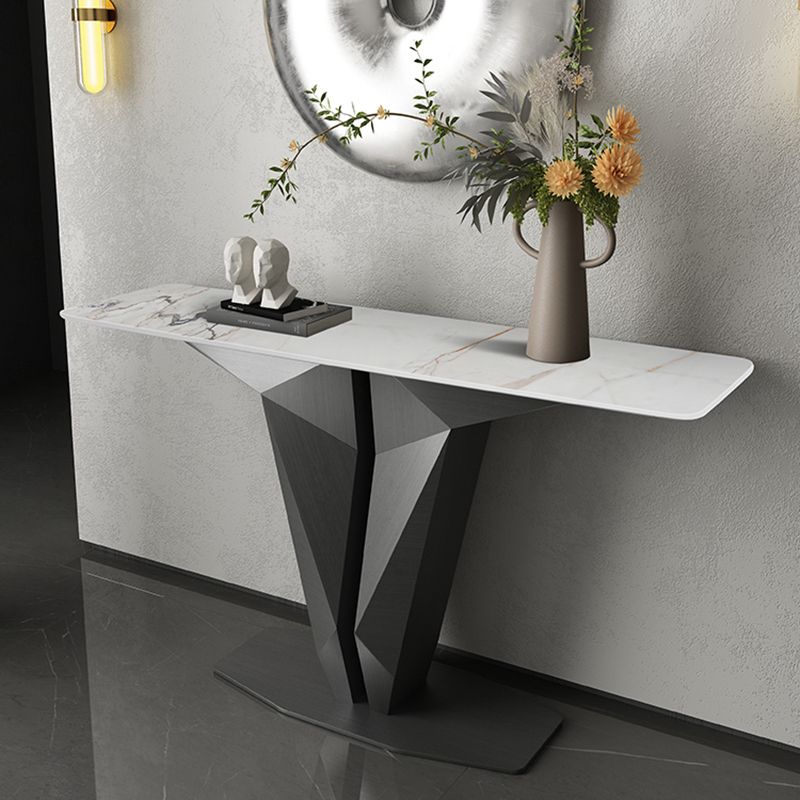 Glam Rectangle Console Table with Stain Resistant Stone for Hall