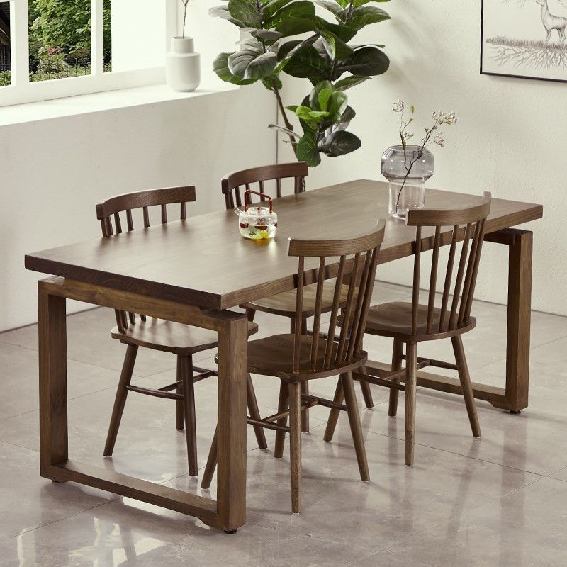 Solid Wood Brown Tone Table Simplicity Sled Base Table for Dining Room Clearhalo ' dining_table' 'Dining Tables & Seating' 'Dining Tables' 'furn' 'furn_dining_table' 'Furniture' 'furniture_dining_table' 'Kitchen & Dining Furniture' 'kitchen&dining_furn' 'kitchen' 'kitchen_dining_table' 1200x1200_46dddeaf-5b6f-43f7-8891-de71bb42ca6b