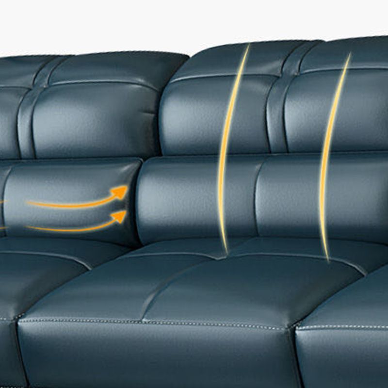 Genuine Leather Sectional 34.65"High Pillow Top Arm Sofa with Storage, Blue Clearhalo 'furn' 'furn_sectionals' 'Furniture' 'furniture_sectionals' 'kitchen' 'kitchen_sectionals' 'Living Room Furniture' 'Sectionals' 1200x1200_46de7aee-7a47-407f-80f3-5fbe5b0161bc