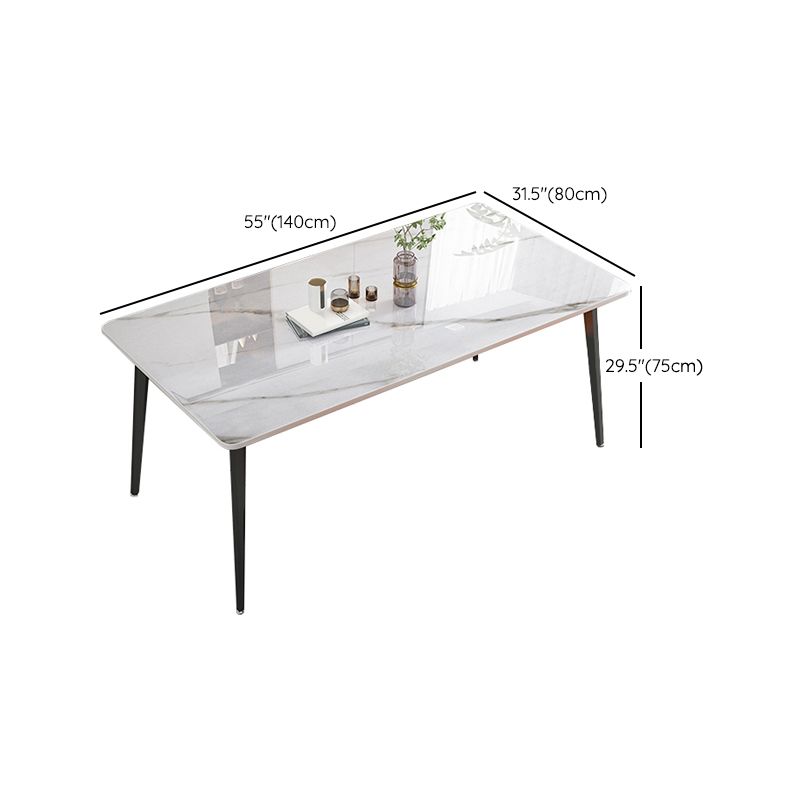Modern Stone Rectangle Dining Table 4 Metal Legs for Dining Room Clearhalo 'Dining Tables & Seating' 'Dining Tables' 'dining_table' 'furn' 'furn_dining_table' 'Furniture' 'Kitchen & Dining Furniture' 1200x1200_46e1df9f-0bca-49c8-b163-f413a62935e0
