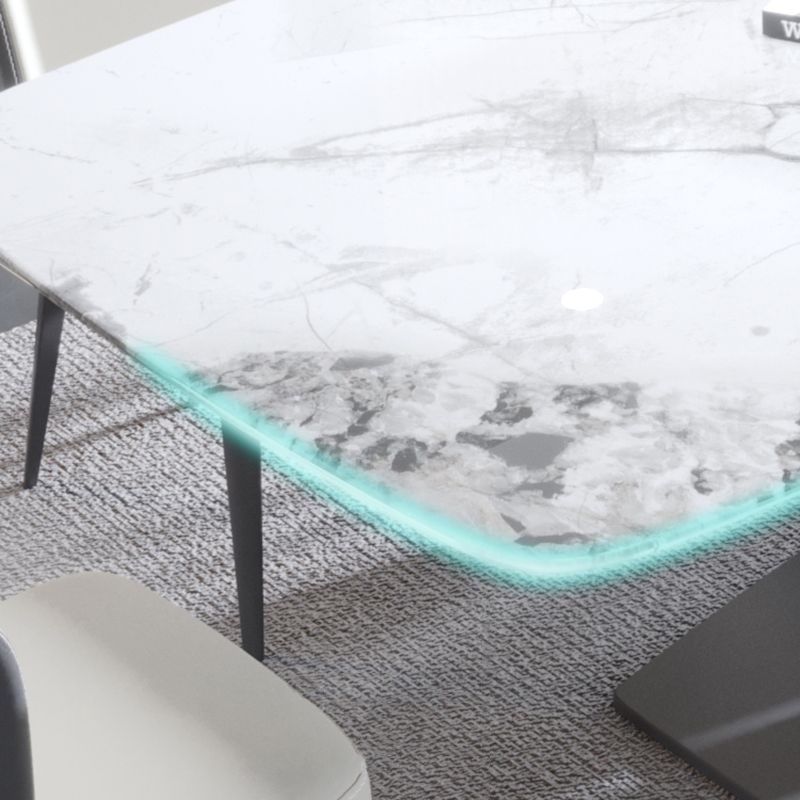 現代的な長方形の焼結された石のトップメタルベースダイニングテーブルセット