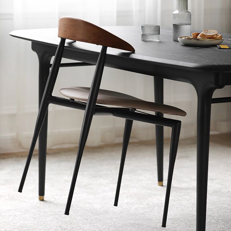 Faux Leather Stackable Side Chair Contemporary Open Back Dining Chair Clearhalo 'Dining Chairs' 'Dining Tables & Seating' 'dining_chair' 'furn' 'furn_dining_chair' 'Furniture' 'furniture_dining_chair' 'Kitchen & Dining Furniture' 1200x1200_46e30191-3fdf-4618-b364-302e88fde9af