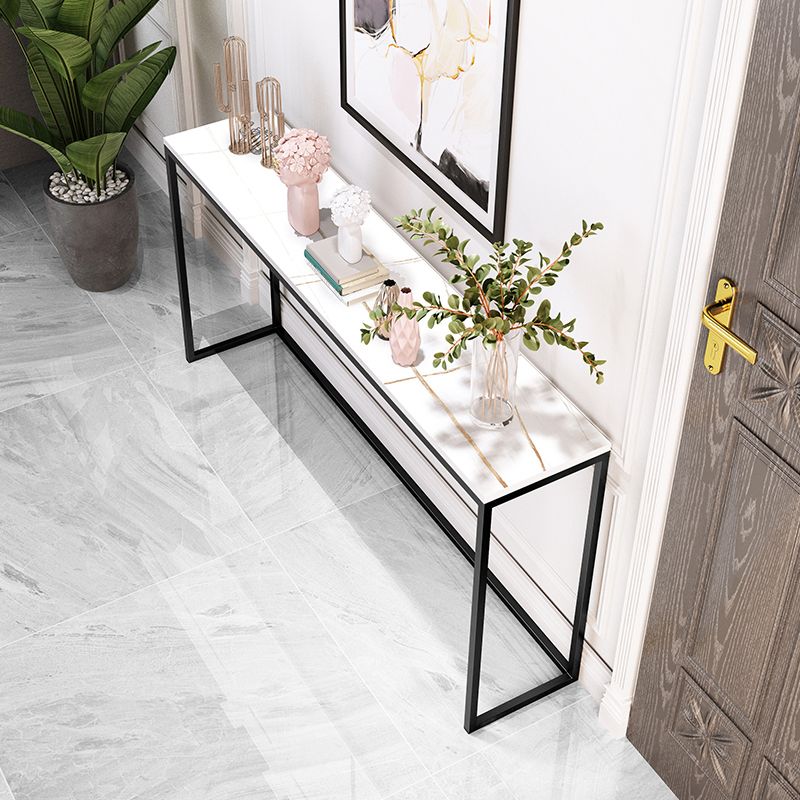 Tavolo di divano console rettangolare moderno tavolo di accento alto 33,46 pollici con 1 scaffale