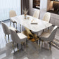 Minimalist Style Sintered Stone Dining Room Set with Fixed Table and Gold Trestle Base for Home Use Clearhalo 'Dining Room Sets' 'Dining Tables & Seating' 'dining_room_set' 'furn' 'furn_dining_room_set' 'Furniture' 'furniture_dining_room_set' 'Kitchen & Dining Furniture' 'kitchen&dining_furn' 'kitchen' 1200x1200_46e5d8d4-4760-4194-875c-36259683a78f