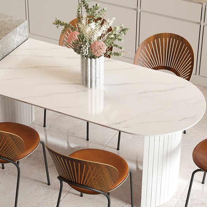 Free Form Sintered Stone Table White Tone Simplicity Double Pedestal Table for Dining Room Clearhalo ' dining_table' 'Dining Tables & Seating' 'Dining Tables' 'furn' 'furn_dining_table' 'Furniture' 'furniture_dining_table' 'Kitchen & Dining Furniture' 'kitchen&dining_furn' 'kitchen' 'kitchen_dining_table' 1200x1200_46e71c3f-2612-4ca0-ae41-64471f0635db
