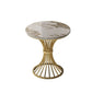 Table à manger de luxe traditionnelle Table ronde en pierre frittée avec base dorée