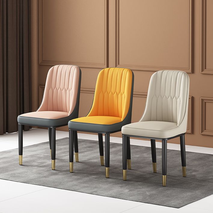 Scandinavian Home Side Chair Solid Back Metal Upholstered Dining Room Chair (Set of 2) Clearhalo ' kitchen&dining_furn' 'Dining Chairs' 'Dining Tables & Seating' 'dining_chair' 'furn' 'furn_dining_chair' 'Furniture' 'furniture_dining_chair' 'Kitchen & Dining Furniture' 'kitchen' 1200x1200_46e8f8d6-d777-4a99-9b46-af70cc767b71