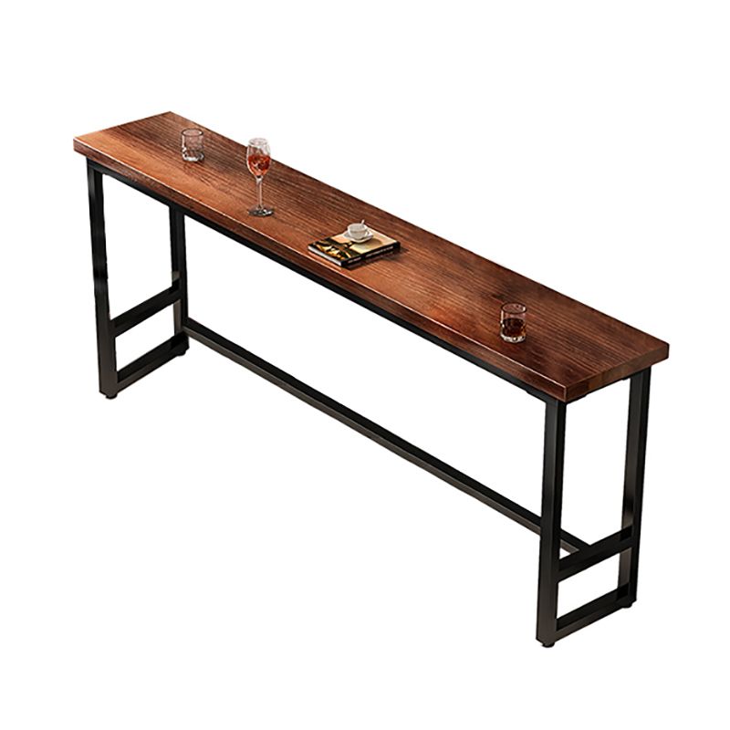 Rectangle Brown Indoor Event and Cocktail Table Trestle Wood Bar Height Pub Table Clearhalo 'Bar Furniture' 'Bar Tables' 'bar_tables' 'furn' 'furn_bar_tables' 'Furniture' 'furniture_bar_tables' 'Kitchen & Dining Furniture' 1200x1200_46e936fa-7226-4e6e-9632-7968df14b0f6