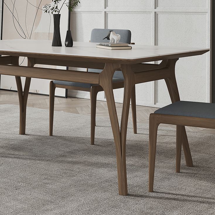 Sintered Stone Rectangle Dining Table White Stone Top Table with Wooden Base and 4 Legs Clearhalo ' dining_table' 'Dining Tables & Seating' 'Dining Tables' 'furn' 'furn_dining_table' 'Furniture' 'furniture_dining_table' 'Kitchen & Dining Furniture' 'kitchen&dining_furn' 'kitchen' 'kitchen_dining_table' 1200x1200_46e9a4d1-8953-41de-8f25-0e1d0aceee19