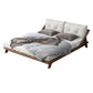 Midden-eeuws modern bedframe massief houten standaard bed as gestoffeerd hoofdeinde hoofdeinde