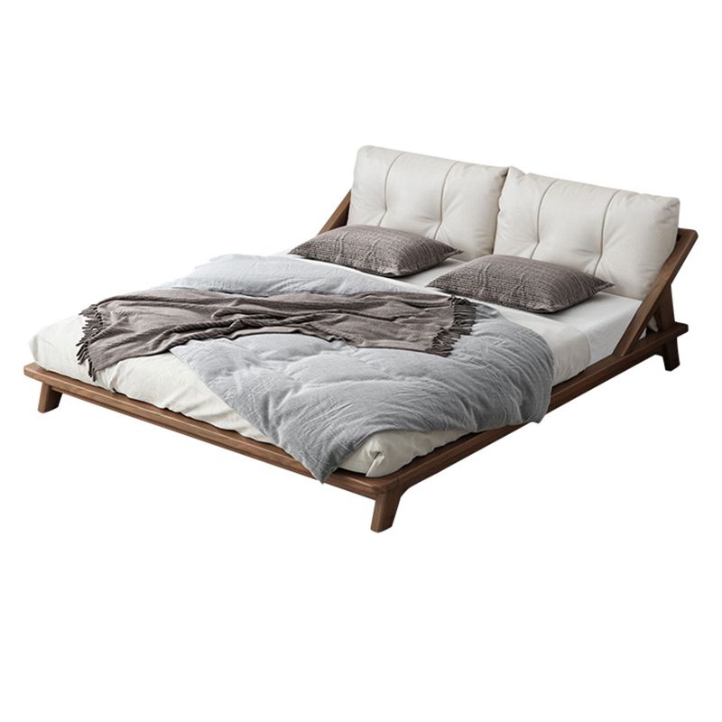 Midden-eeuws modern bedframe massief houten standaard bed as gestoffeerd hoofdeinde hoofdeinde