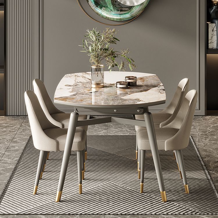 Modern Gray Round Shape Table Sintered Stone Kitchen Dining Table with 4 Legs Base Clearhalo ' dining_table' 'Dining Tables & Seating' 'Dining Tables' 'furn' 'furn_dining_table' 'Furniture' 'furniture_dining_table' 'Kitchen & Dining Furniture' 'kitchen&dining_furn' 'kitchen' 'kitchen_dining_table' 1200x1200_46eafb9f-8684-4d2f-a079-4e18b2878c47