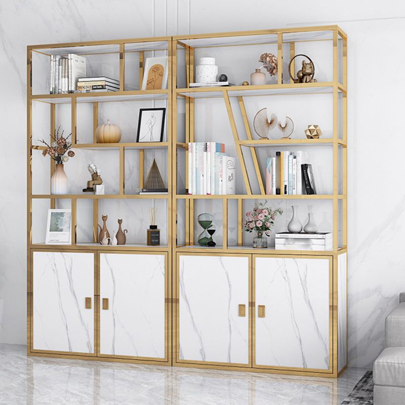 11.81"W Bookcase Glam Style Open Back Bookshelf with Cabinets for Office Home Clearhalo 'Bookcases' 'furn' 'furn_bookcases' 'Furniture' 'furniture_bookcases' 'kitchen' 'kitchen_bookcases' 'Living Room Furniture' 'Office Furniture' 1200x1200_46ed0203-1550-4f29-80f4-95cc760da552