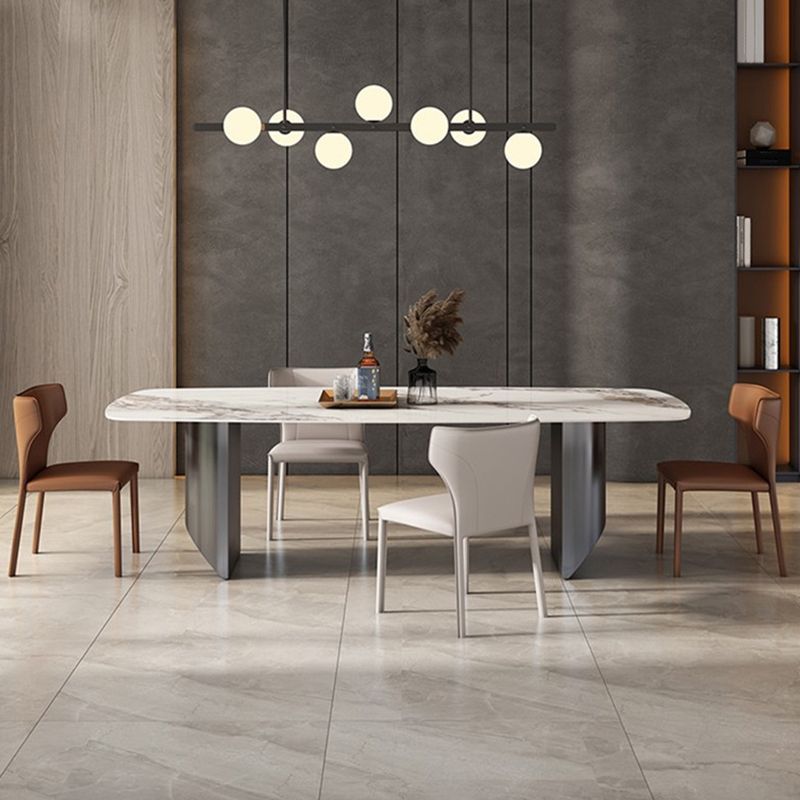 Table à manger moderne en pierre, double guéridon pour salle à manger