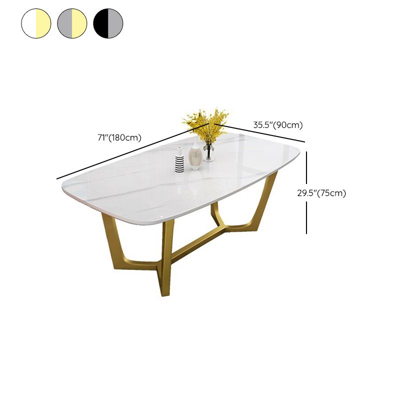 Escritorio de comedor con base de caballete rectangular de mesa fija de piedra sinterizada de lujo