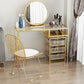 Glam Golden Glass Top Make-up Vanity for Bedroom 29.53" Height
