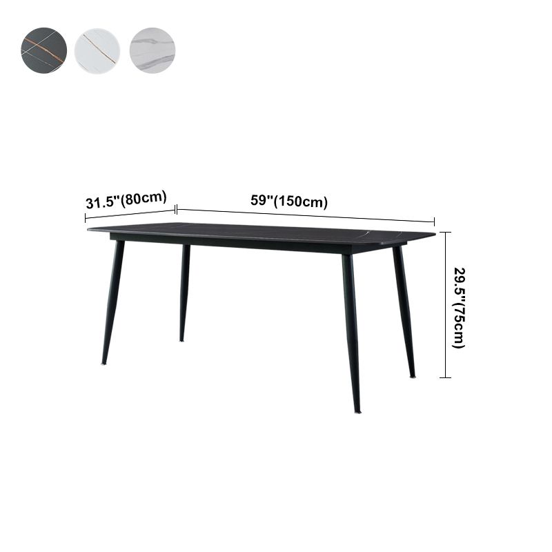Modern Style Dining Table Rectangle Sintered Stone 4 Legs Table with Black Frame Clearhalo ' dining_table' 'Dining Tables & Seating' 'Dining Tables' 'furn' 'furn_dining_table' 'Furniture' 'furniture_dining_table' 'Kitchen & Dining Furniture' 'kitchen&dining_furn' 'kitchen' 'kitchen_dining_table' 1200x1200_46f1f3d2-6813-45c7-bd45-cd24bb5dde27
