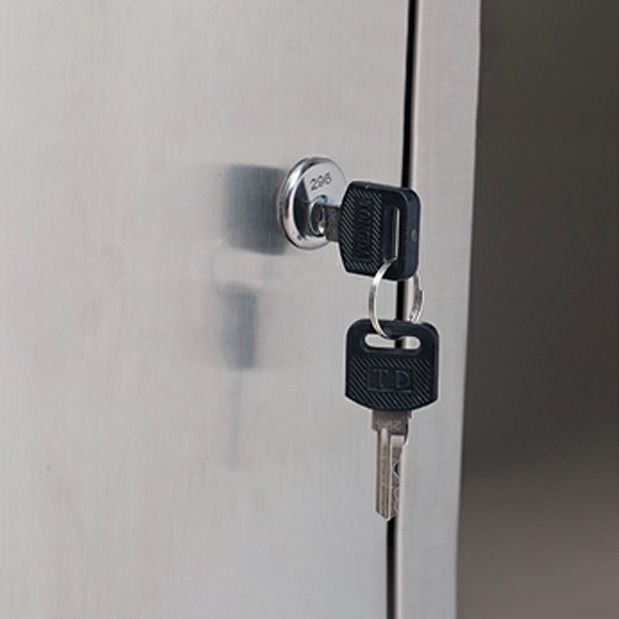 Silver Storage Cabinet with Hinged Doors Contemporary Steel Indoor Cabinet Clearhalo 'Armoires & Wardrobes' 'armoires_wardrobes' 'Bedroom Furniture' 'furn' 'furn_armoires_wardrobes' 'Furniture' 1200x1200_46f29561-3be0-40fd-b8fb-48b7ce320a66