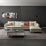 Faux Leather Pillow Top-arm Sectionals with Pillowed Back Cushions