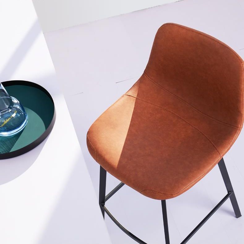 Industrial Low Back Bar-stool PU Leather Bar Stool with Metal Legs Clearhalo 'Bar Furniture' 'Bar Stools' 'bar_stools' 'Furniture' 'furniture_bar_stools' 'Kitchen & Dining Furniture' 1200x1200_46f33107-48e4-4293-9bc7-b34f745e95ee