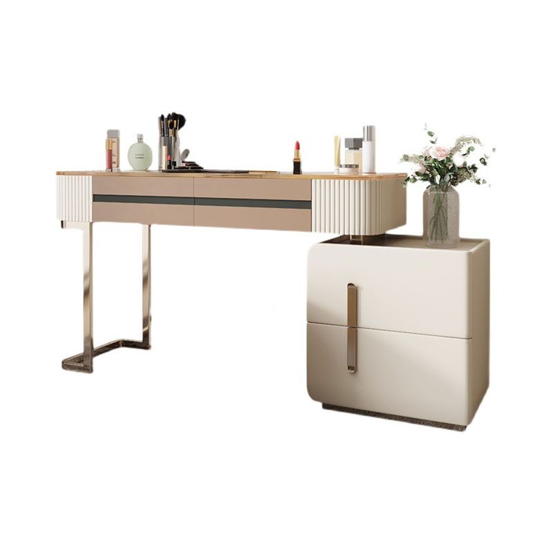 Glam Wood Makeup Vanity Desk Glass Top 4 Drawer Dressing Table Clearhalo 'Bedroom Furniture' 'furn' 'furn_makeup_vanities' 'Furniture' 'Makeup Vanities' 'makeup_vanities' 1200x1200_46f3aca3-a80b-441a-bc9c-c24b35a134d2