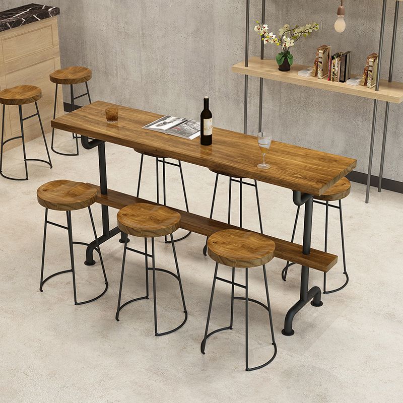 Brown Industrial Style Bar Table Pine Wood Milk Tea Shop Casual Bar Table Clearhalo 'Bar Furniture' 'Bar Tables' 'bar_tables' 'furn' 'furn_bar_tables' 'Furniture' 'furniture_bar_tables' 'Kitchen & Dining Furniture' 1200x1200_46f5359d-5925-4238-8741-12b8bc7f8fec