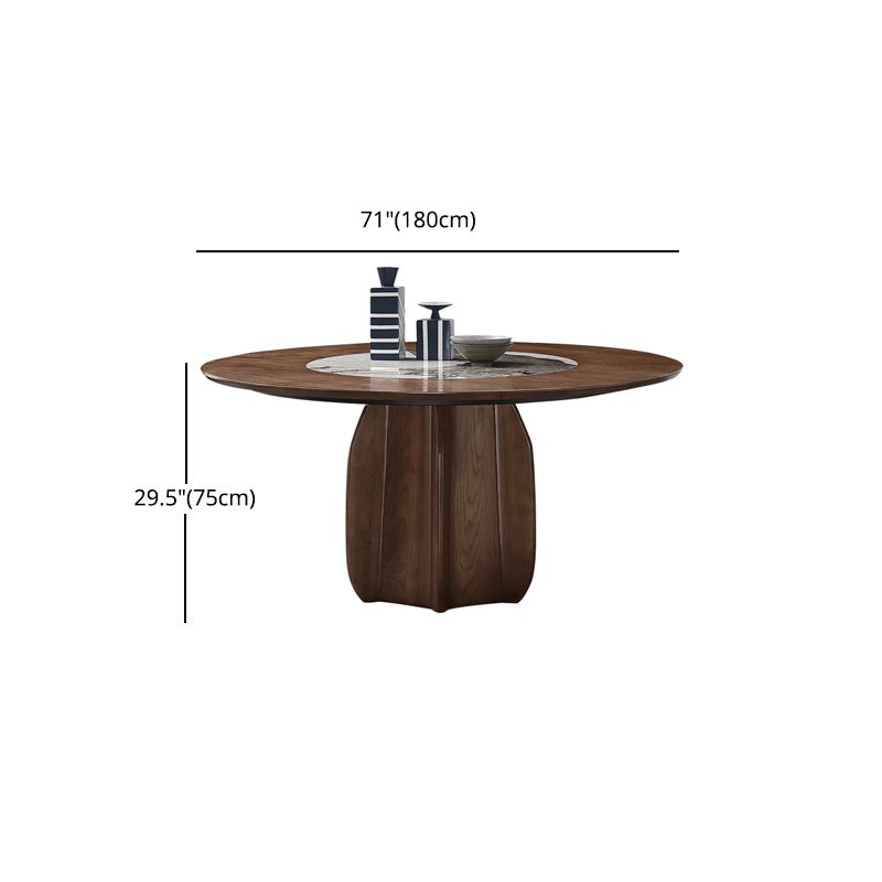 Ash Wood Round Dining Table Brown Convertible Pedestal Room Kitchen Table