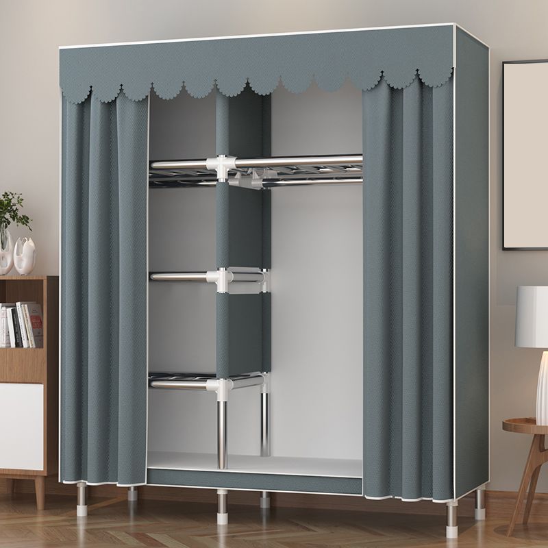 Metal Wardrobe Cabinet Modern Wardrobe Armoire with Shelves and Legs