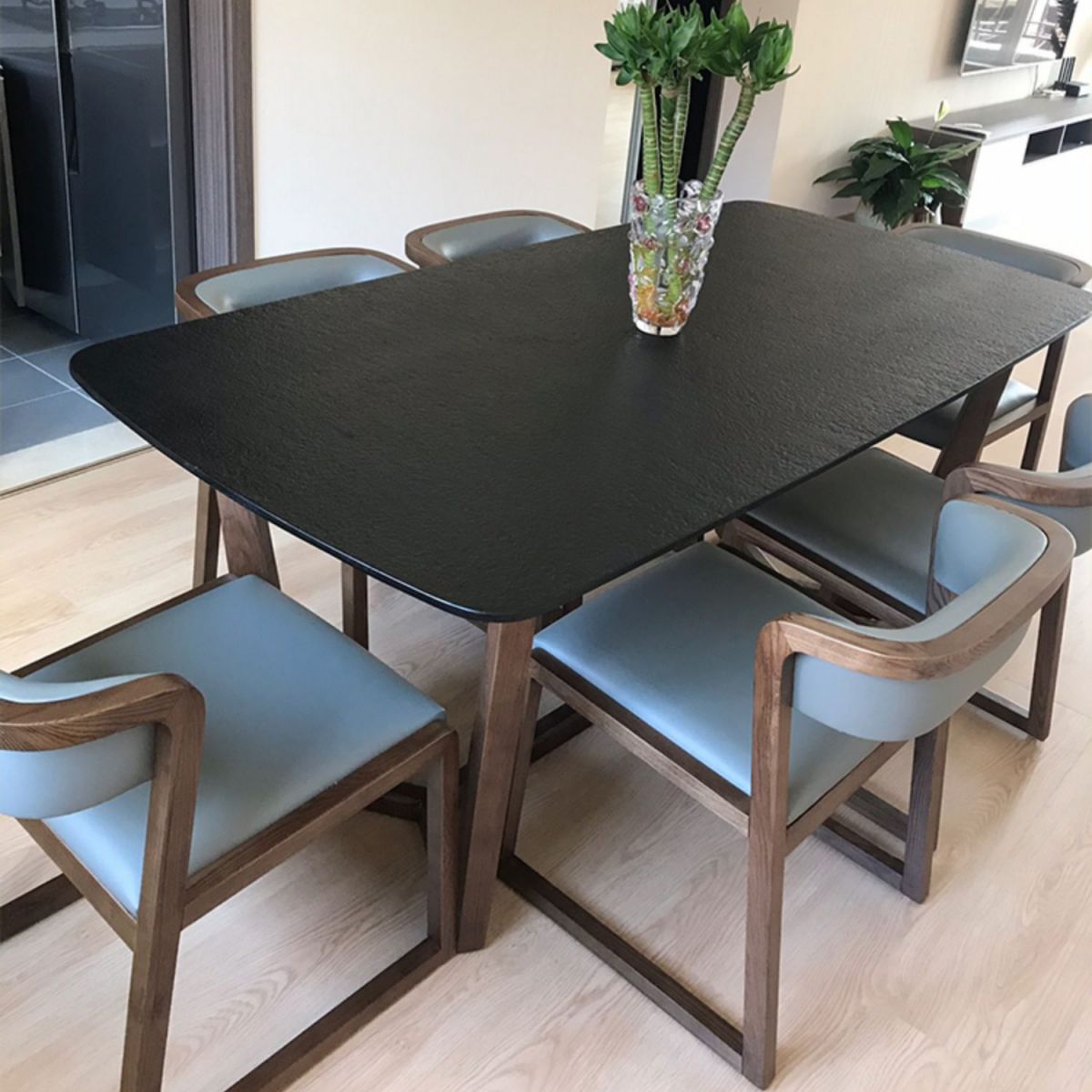 Modern Sintered Stone Dining Table Set Rectangular Dining Table with Solid Wood Base Clearhalo 'Dining Room Sets' 'Dining Tables & Seating' 'dining_room_set' 'furn' 'furn_dining_room_set' 'Furniture' 'furniture_dining_room_set' 'Kitchen & Dining Furniture' 'kitchen&dining_furn' 'kitchen' 1200x1200_46f87055-f62e-4b58-be42-cec7708dffb5