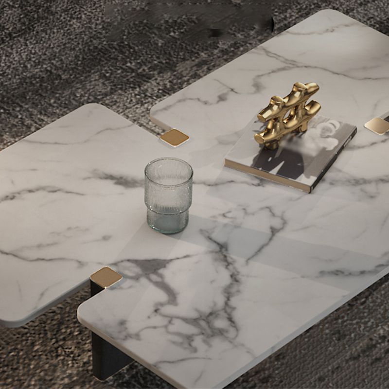 13.7 "H現代の木製3レッグベースホワイト/グレーの不規則な大理石のコーヒーテーブル