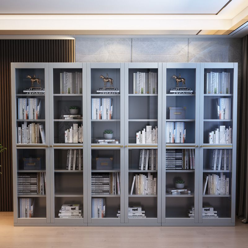 Glass Door Accent Cabinet Rubberwood Cabinet with 2 Doors and 5 Shelves Clearhalo 'Cabinets & Chests' 'cabinets_chests' 'furn' 'furn_cabinets_chests' 'Furniture' 'Living Room Furniture' 1200x1200_46fade0d-a60c-4846-8d88-b74122841fa5