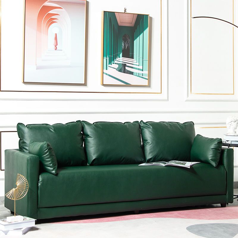 3 posti da 27,5 "H divano a braccio quadrato in pelle finta per soggiorno